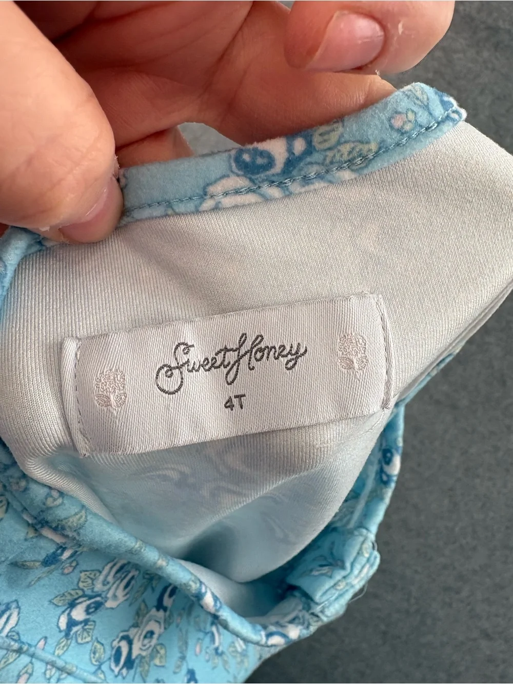Sweet Honey Girls Blue Floral Ruffle Lace Pajamas Nightgown Size 4T